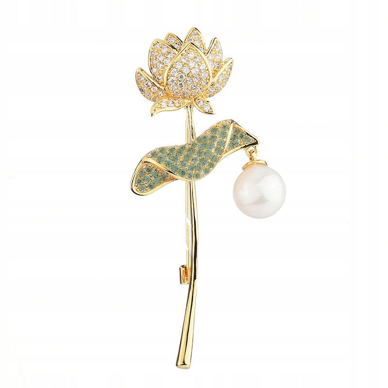 Golden rose brooch plated with 14k gold