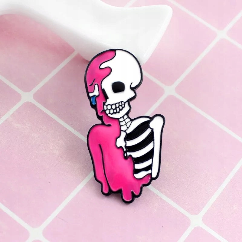 Intensive Eyes Enamel Pins Custom Pink Punk Skeleton Butterfly Pizza  Hourglass Strawberry Brooches Gothic Lapel Badges wholesale