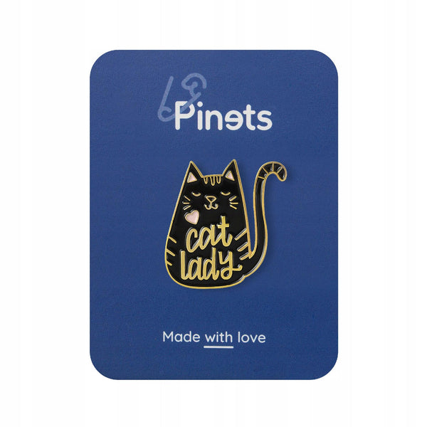 Cat Lady black kitty enamel pin