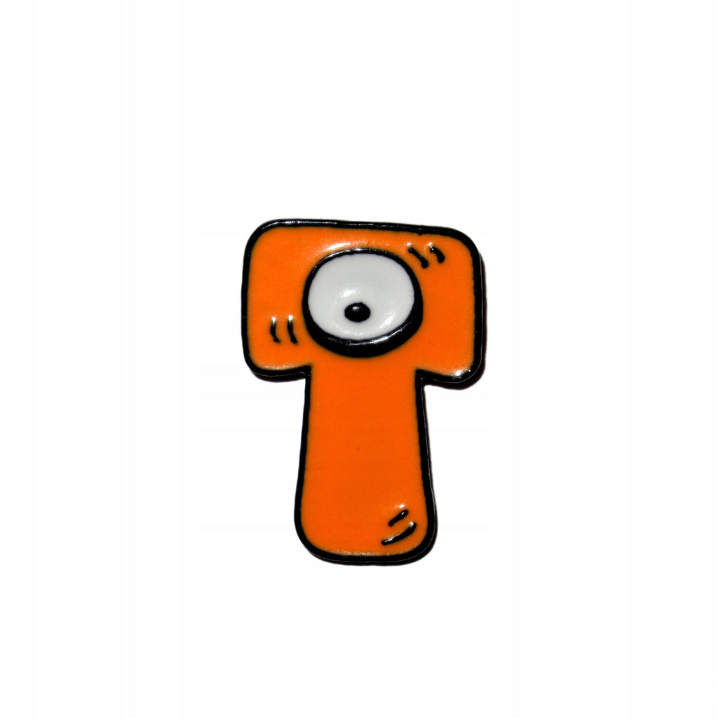 Letter T with an eye - orange enamel pin