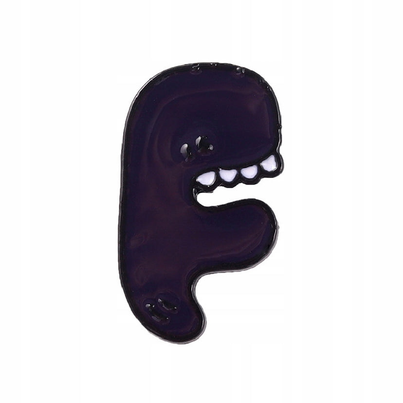 Letter F with teeth - purple enamel pin