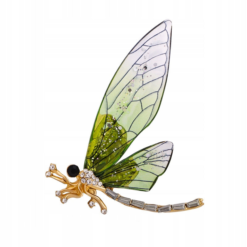 Dragonfly with green resin wings - brooch