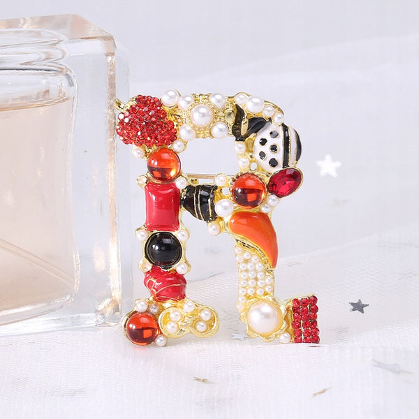 Letter R golden brooch pendant
