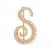 Golden letter S brooch with pearls