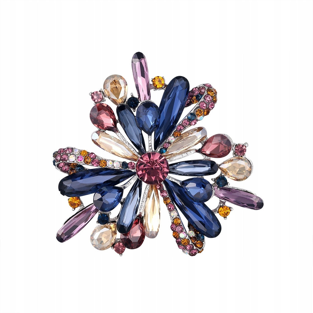 Colorful flower - brooch with cubic zirconia