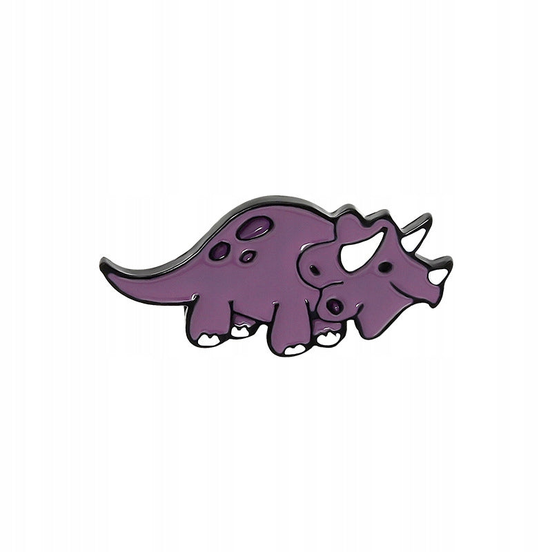 Dinosaur purple Triceratops enamel pin