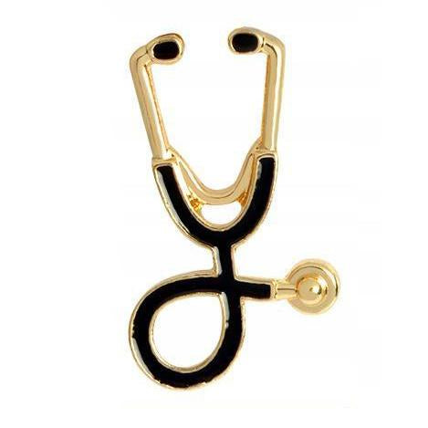 Stethoscope Black-Gold Pin