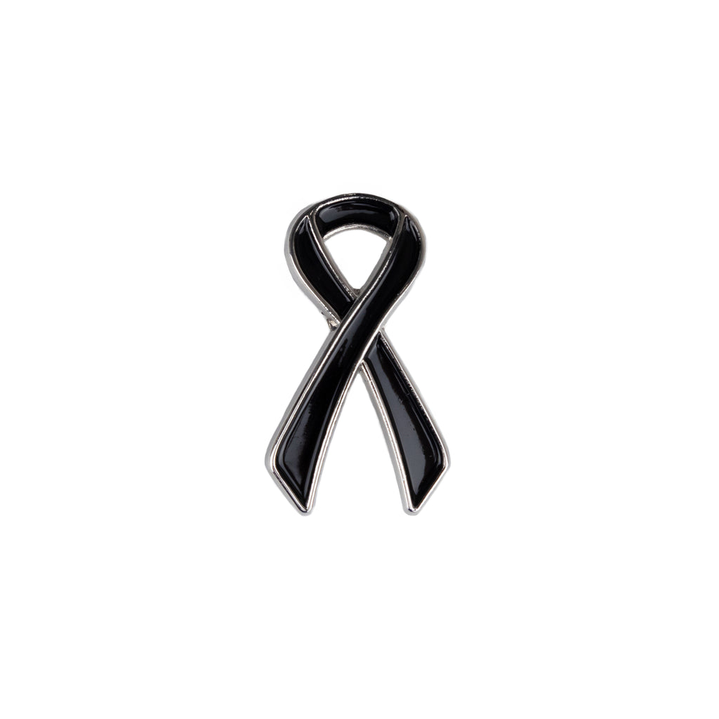 Mourning Black-Silver Ribbon enamel pin