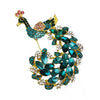 Turquoise peacock brooch filled with zircons