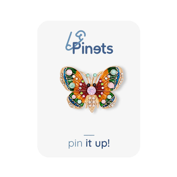 Colorful butterfly brooch with zircons