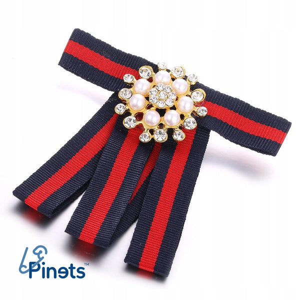 Ribbon Brooch with Zircons