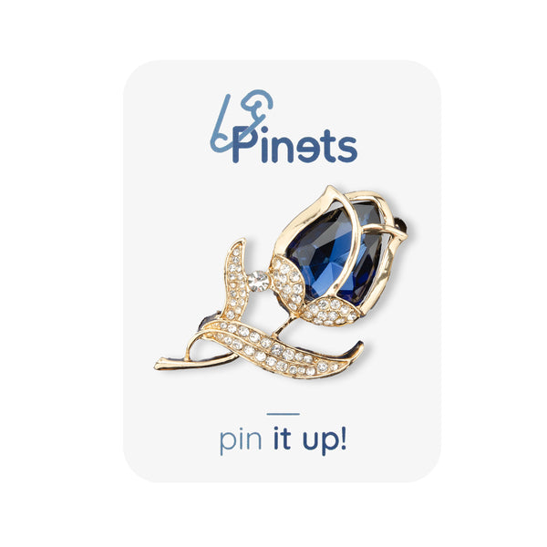 Navy Rose Brooch