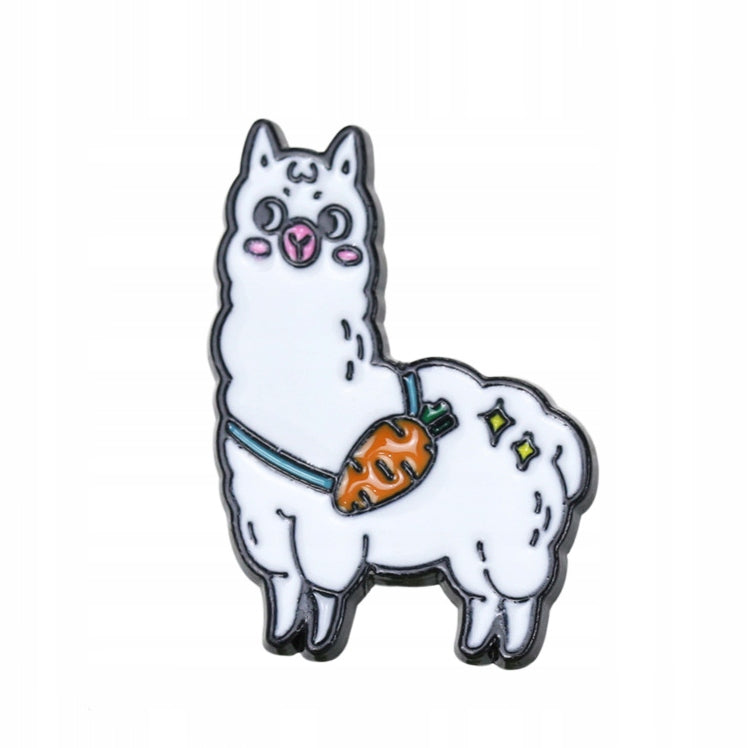 llama with carrot - funny enamel pin