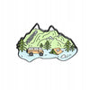 Mountain view with motorhome enamel pin