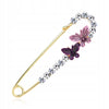 Safety Pin Two Butterflies Brooch