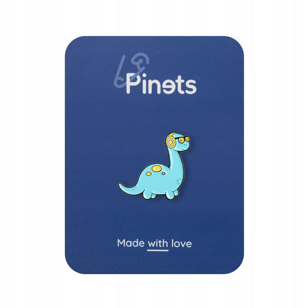 Dinosaur with headphones enamel pin