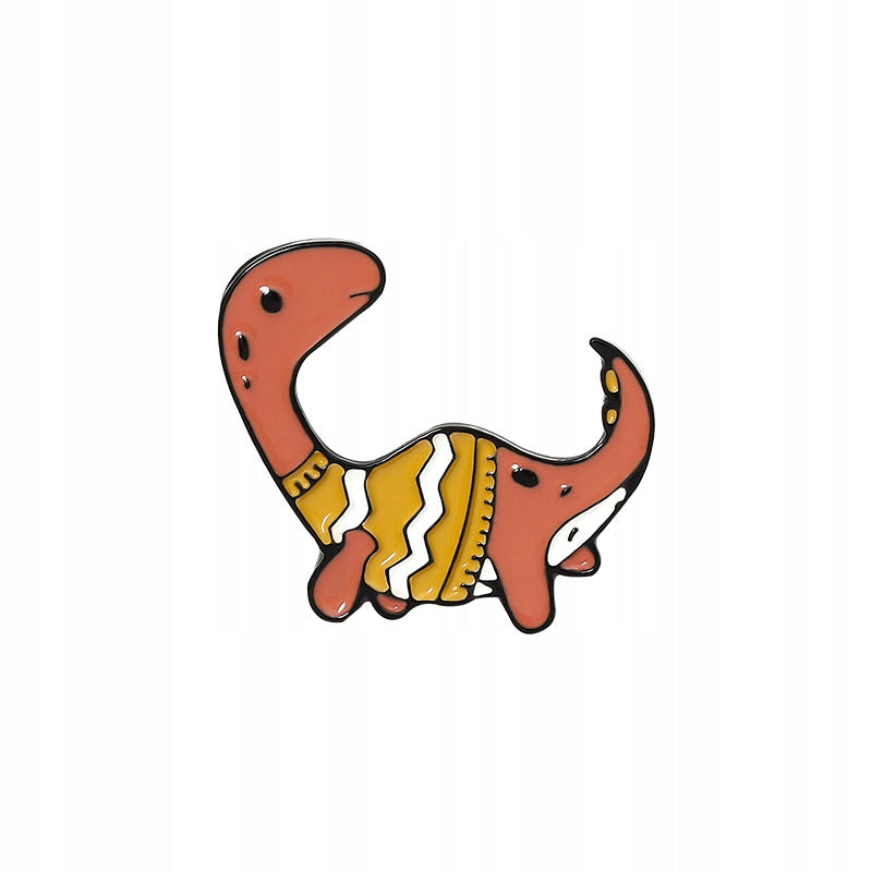 Dinosaur orange sweater enamel pin