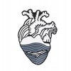 Heart with sea waves and a whale pin
