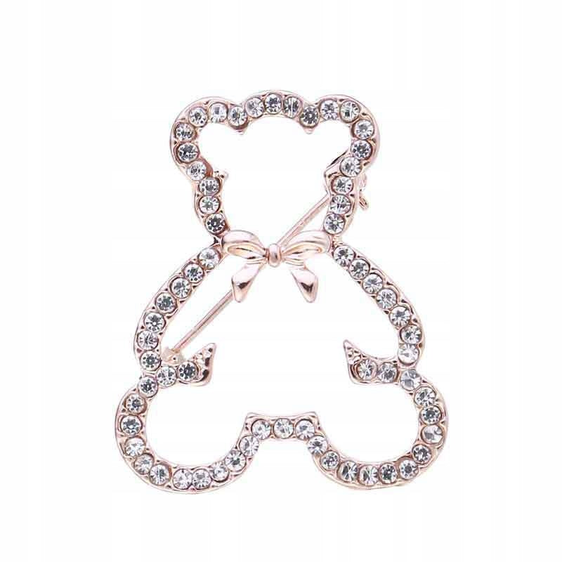 Teddy bear with a bow - rose gold brooch