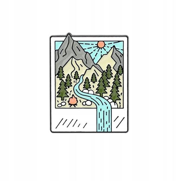 Mountain view on the Polaroid photo enamel pin