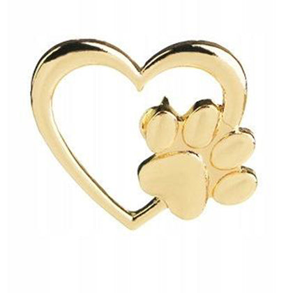 Heart with a Dog's Paw Golden Enamel Pin