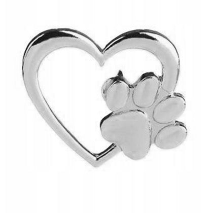 Heart with a Dog's Paw Silver Enamel Pin