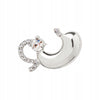 Silver stomach with zircons enamel pin
