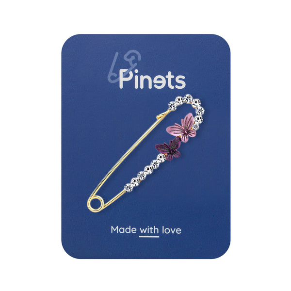 Safety Pin Two Butterflies Brooch