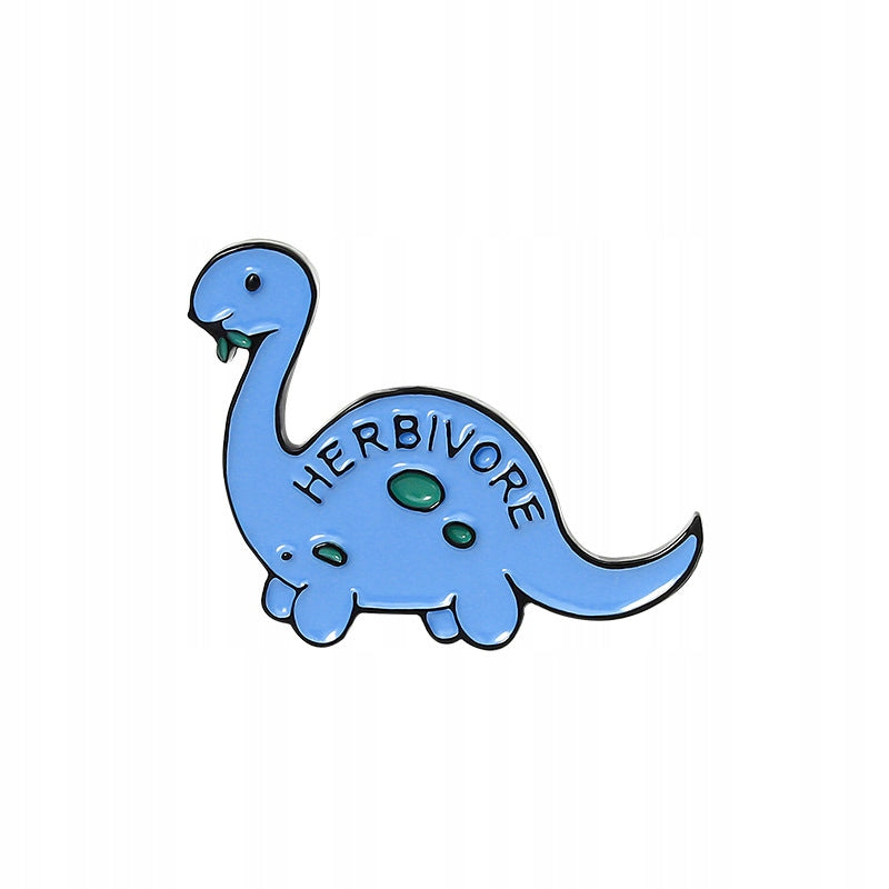 Blue herbivorous dinosaur enamel pin