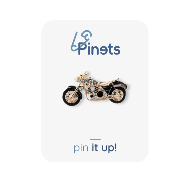 Motorcycle Brooch with Zircons