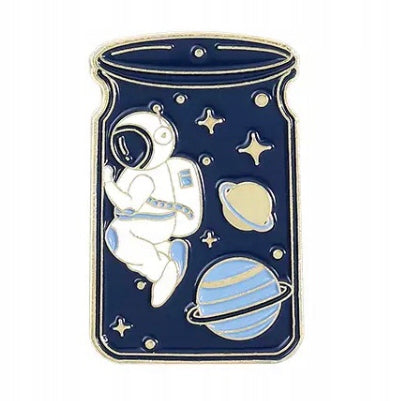 Astronaut and planets in the space jar enamel pin