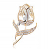 Golden Rose Brooch with Zircons