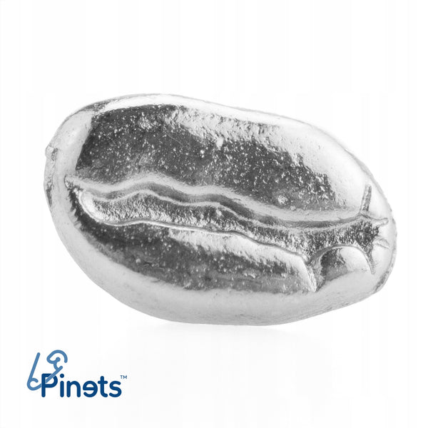 Coffee bean silver enamel pin