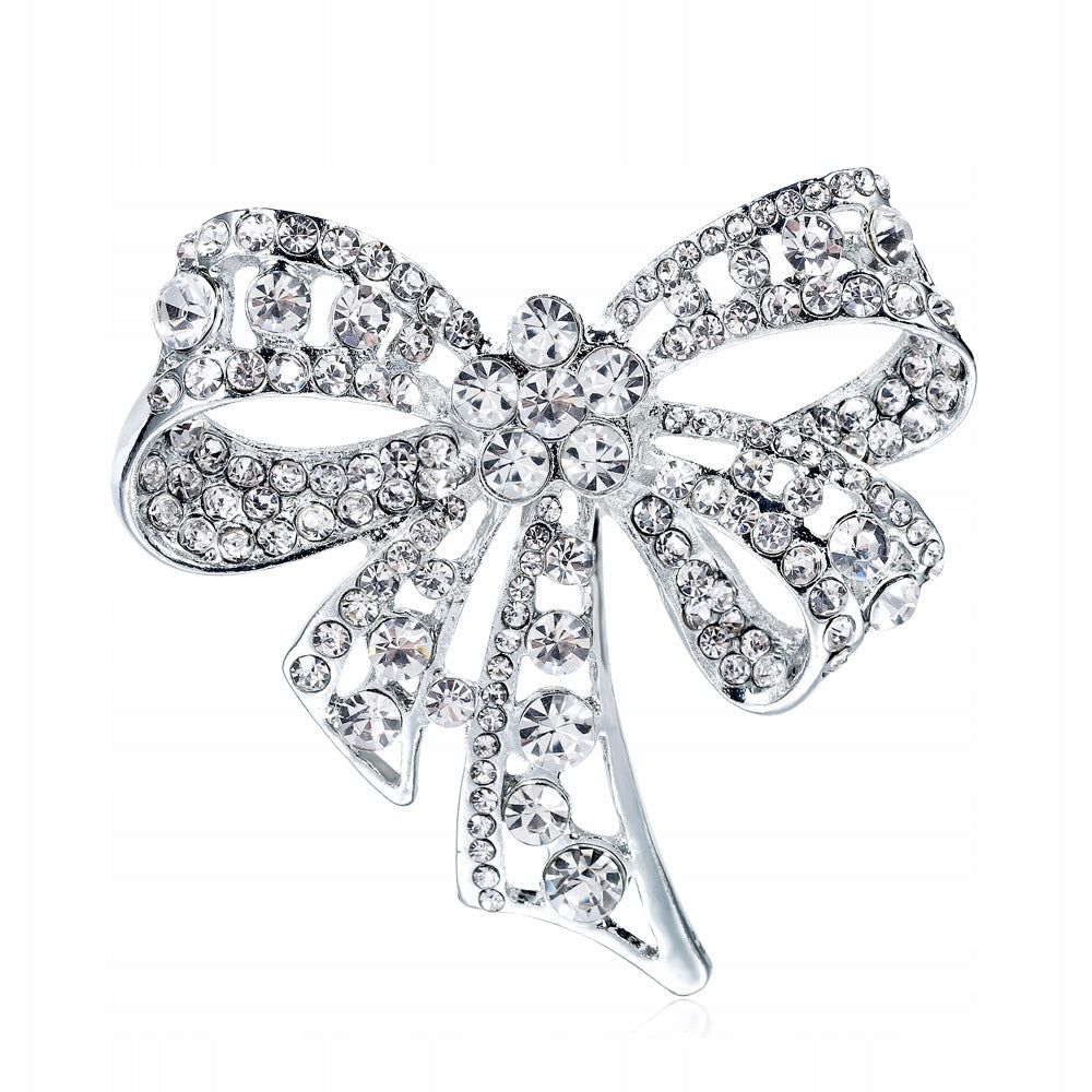 Bow Brooch with Zircons