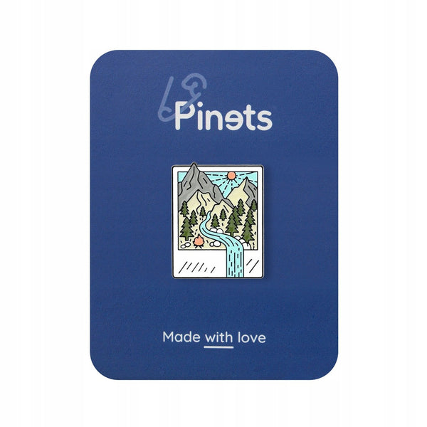 Mountain view on the Polaroid photo enamel pin