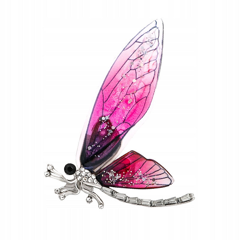 Dragonfly with red resin wings - brooch