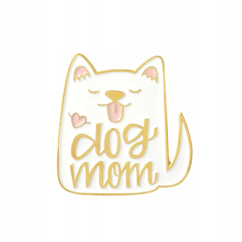 Dog Mom white dog enamel pin