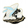 Whale and astronaut enamel pin