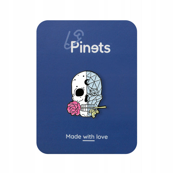 Skull with a rose - enamel pin