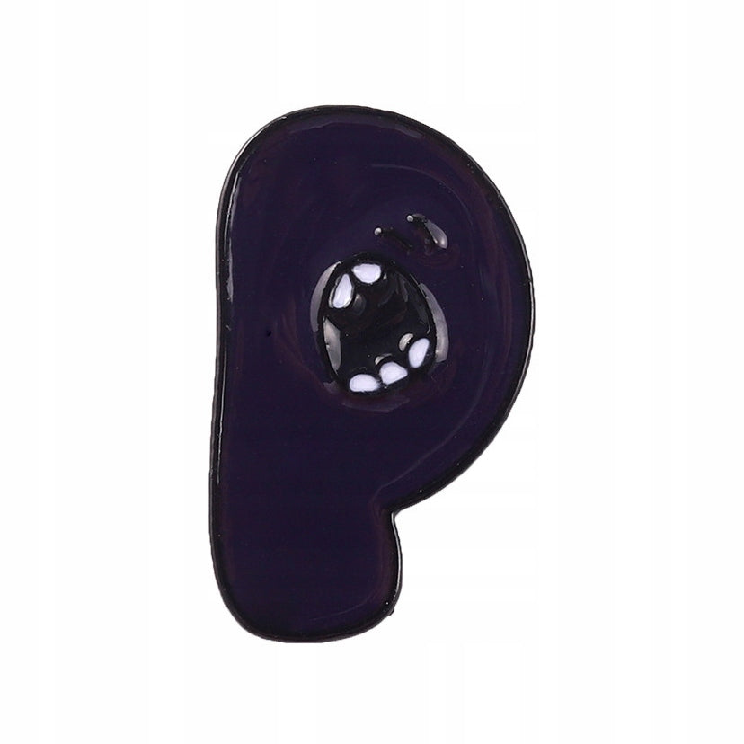 Letter P with an open mouth - dark purple enamel pin
