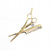Golden Brooch with Scissors and Hairdressing Comb