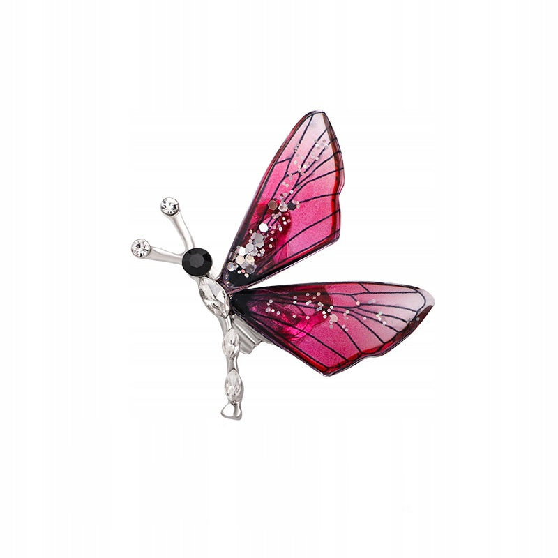 Small butterfly with red resin wings - a brooch