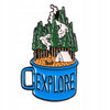 Explore mug with a forest view enamel pin