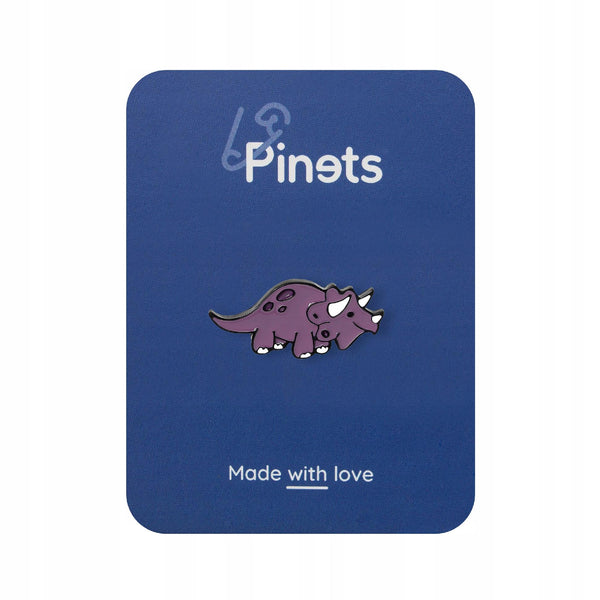 Dinosaur purple Triceratops enamel pin