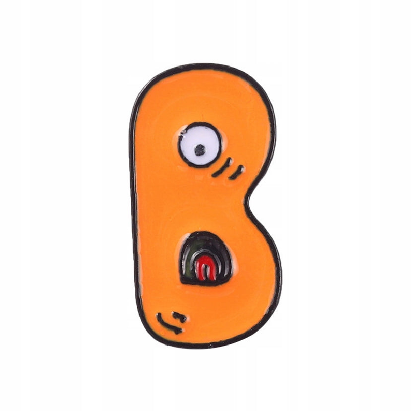 Letter B - orange enamel pin
