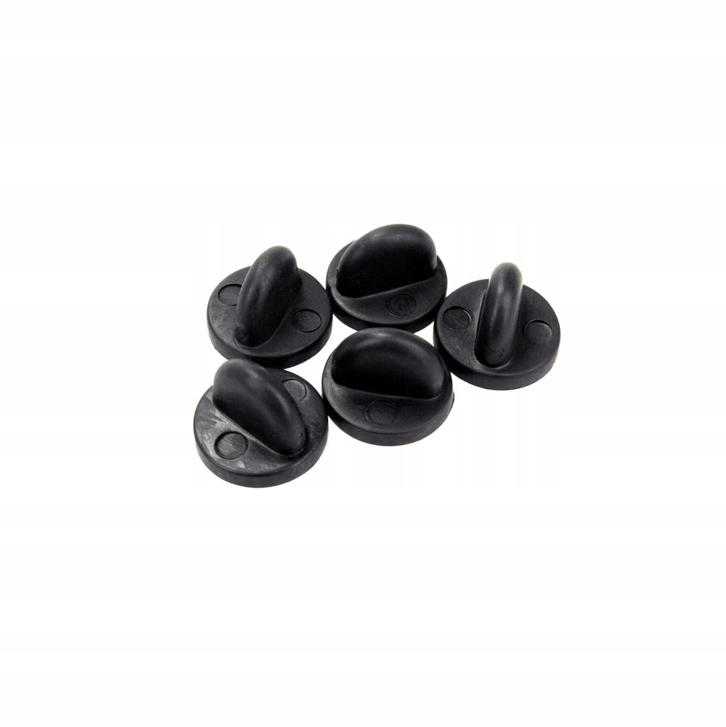 Black rubber pin clasp - set of 5