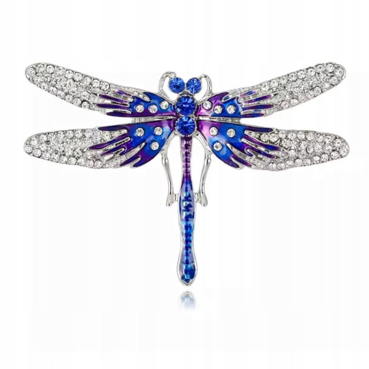 Blue dragonfly with zircons brooch