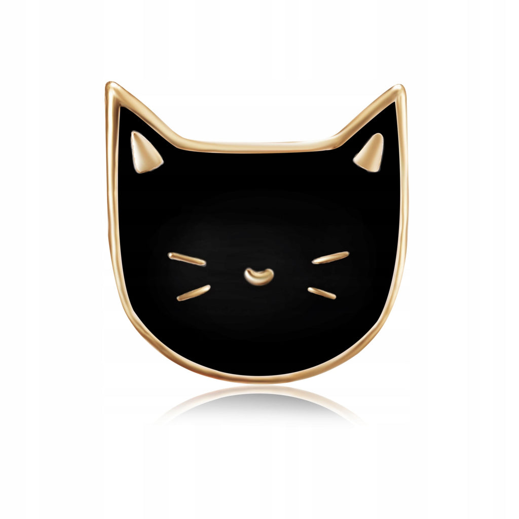 Black golden kitten enamel pin