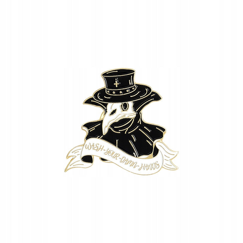 Plague Doctor Wash Your Damn Hands enamel pin