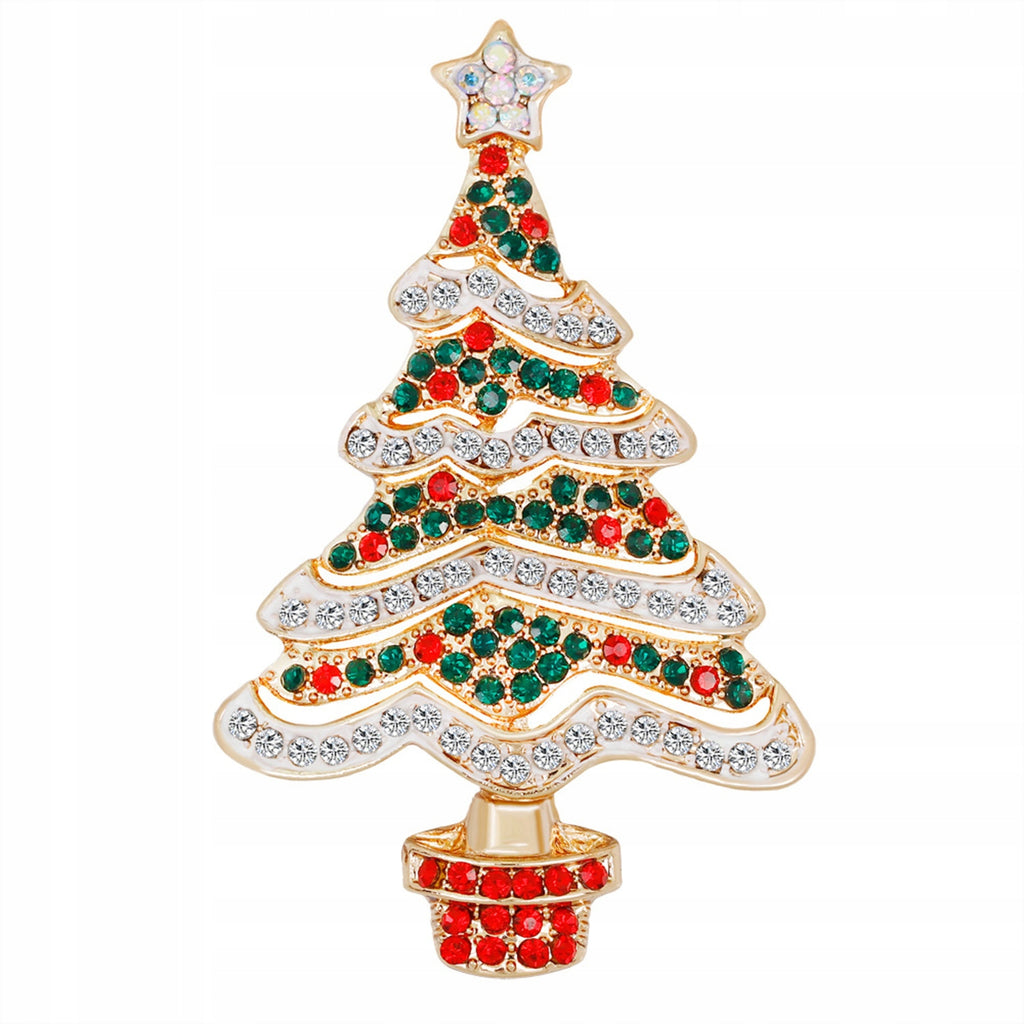 Christmas tree with a white chain - a colorful Christmas brooch